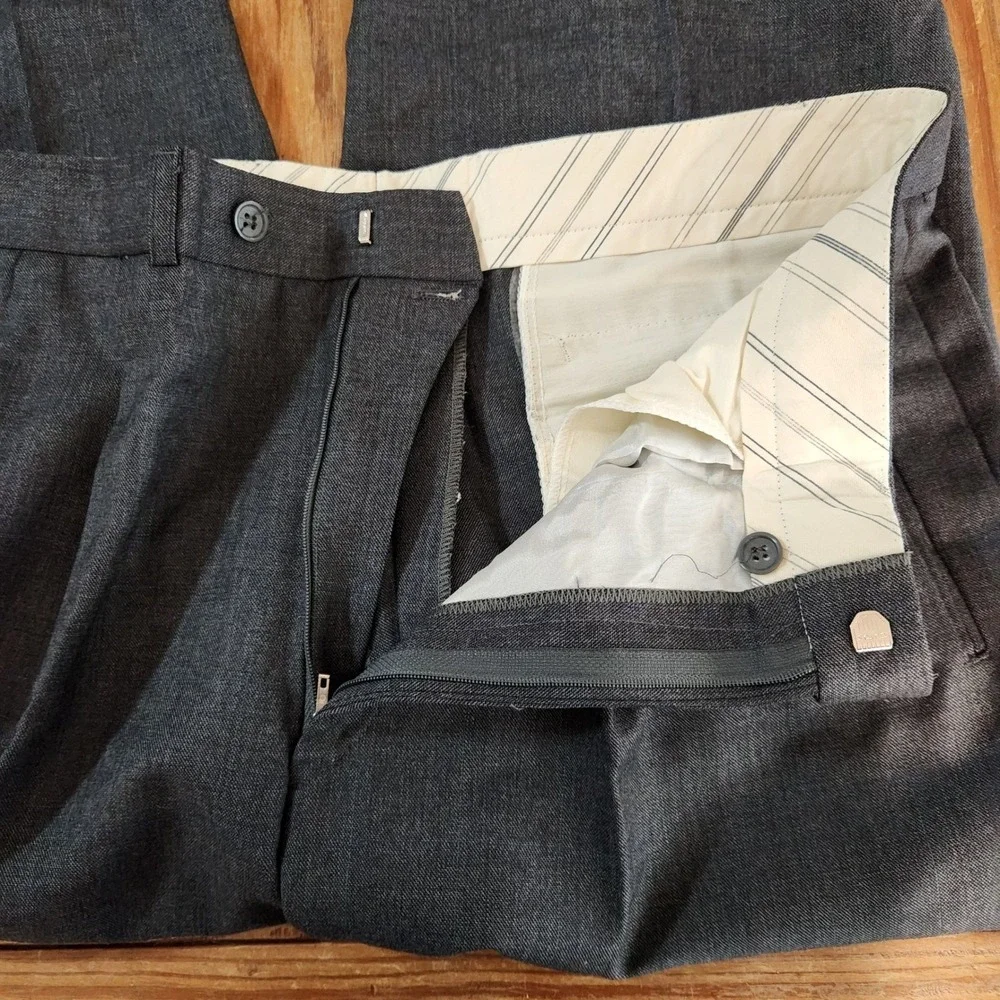 Bleiche Switzerland John Edward Mens Double Breasted Wool Suit 44R Pleats Cuffed